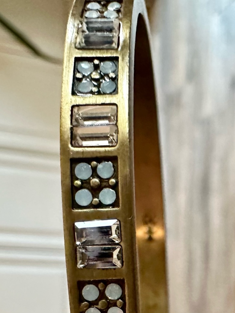 Source Unknown Gold-Tone Crystal Bangle Bracelet - Clear Stones - Picture 2 of 2